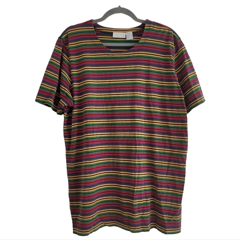 🍁 VTG Elisabeth Primary Stripe Short Sleeve Shirt‎